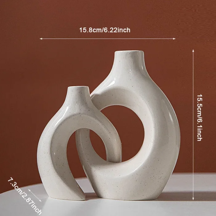 Nordic Special-shaped Ceramic Candlestick Vase Ornaments Creative Circle Candel Holder Home Living Room Candlestick Crafts 6