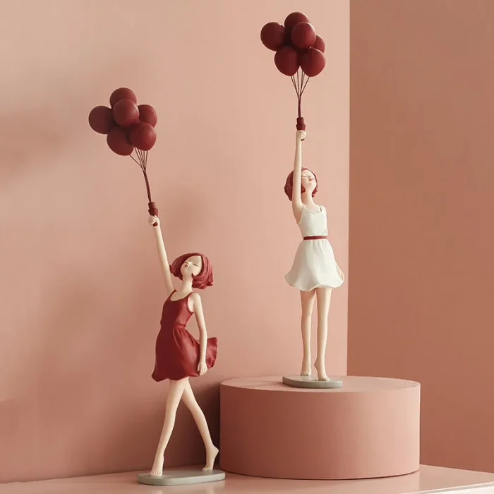 Luxury Creative Balloon Girl Decoration for Home Figure Sculpture Statue Living Room Bedroom Desk Ornaments Craft Christmas Gift 1