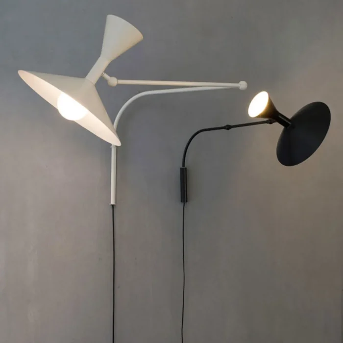 Nordic Living Room Retro Horn Decoration Bedroom Swing Arm Wall Lamp Free Wiring Bedside Industrial Installation Lighting 1
