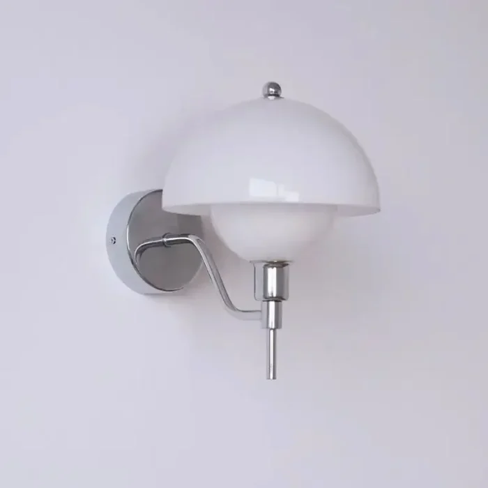 Mushroom Glass Wall Lamp White with Plug Living Room Background Wall Light French Nordic Bedroom Bedside Lamp 5
