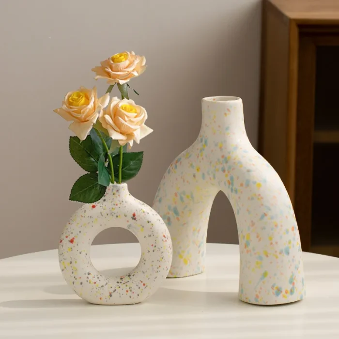 Home Decor Ceramic Vase Nordic Room Decoration Wedding Decoration Flower Pot Desktop Plain Abstract Art Flower Arrangement Vases 1