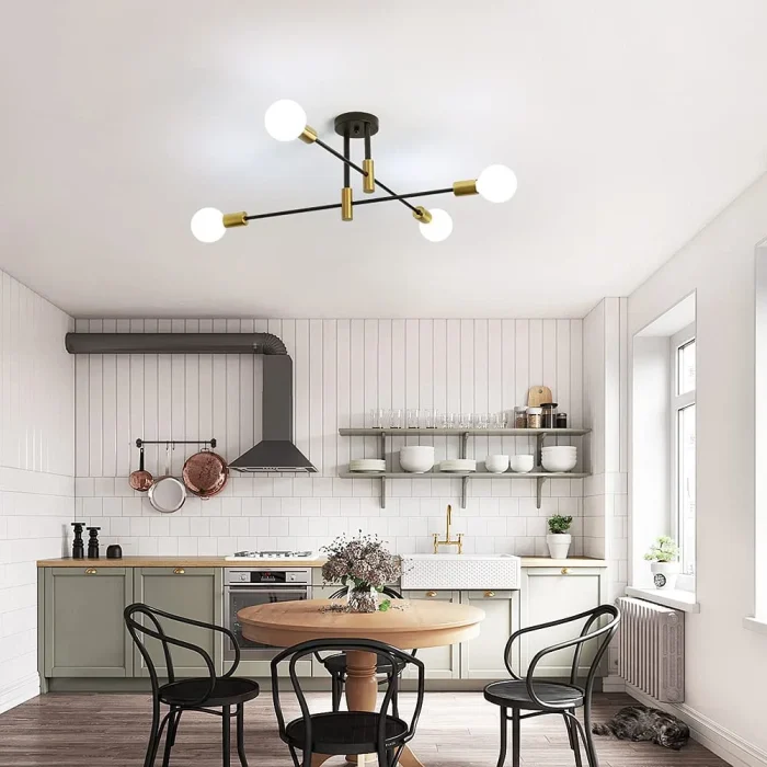 Sputnik Chandelier Industrial Modern Ceiling Light Fixtures Semi Flush Mount Pendant Lamp for Kitchen Dining Bedroom Living Room 4