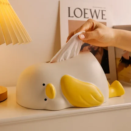 Nordic ins lying flat duck ceramic tissue box living room porch bathroom drawer storage carton home decoration accessories 1