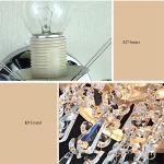 Metal Round Simple Light Luxury K9 Crystal Ceiling Chandelier Lighting Fixture LED E27 Lamp Shade for Bedroom Aisle Porch 6