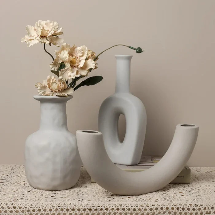 Ins Nordic Home Decoration Ceramic Table Flower  Accessories Modern White Plant Art Decor Crafts Wedding Vase for Centerpieces 3