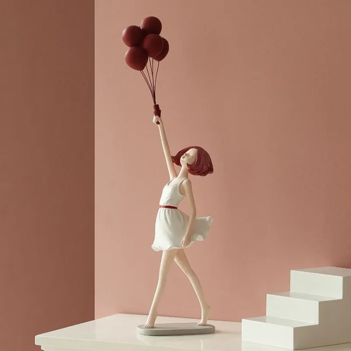 Luxury Creative Balloon Girl Decoration for Home Figure Sculpture Statue Living Room Bedroom Desk Ornaments Craft Christmas Gift 3
