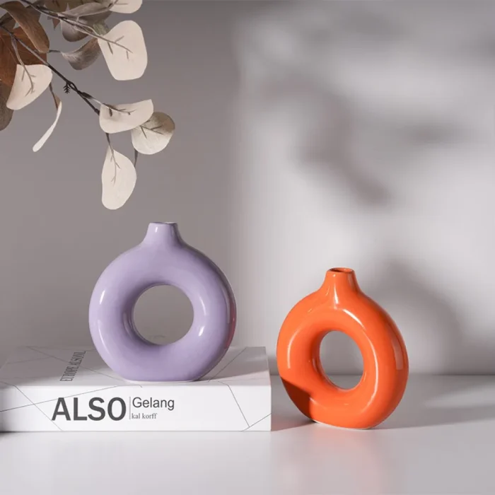Nordic Ins Circle Ceramic Vase Ornaments Living Room Bedroom Dining Table Flower Arrangement Container Birthday Gift Decoration 1