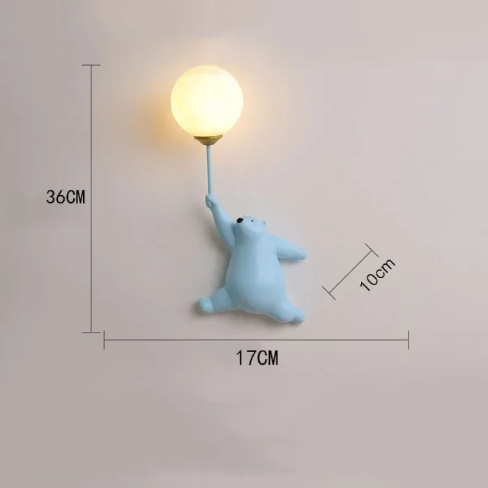 Creative Bear Wall Lamp Cute Children's Room Bedroom Animal Wall Lamp Wall Background Wall Lighting 6