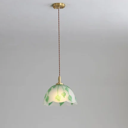 LED Glass Chandelier Restaurant All-copper Retractable Bar Island Chandelier Bedroom Bedside Retro Decorative Lamp 1