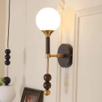 Vintage Glass Wall Lamp Bedroom Bedside Lamp French Living Room Mirror Headlight American Cable Switch Lamp 2