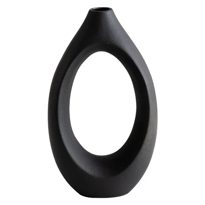 Nordic Ins Ceramic Circle Vase Ornaments Living Room Homestay Hotel Desktop Dried Flower Vase Crafts Home Decoration Accessories 5