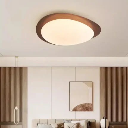 LED Nordic Wooden Ceiling Light Living Bedroom Study Rooms Logs Pebble Walsnut Acrylic Entrance Hallway LED Indoor Decor Lights 1