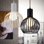 Modern E27 LED Cage Pendant Light Indoor Vintage Retro Chandelier Lighting Fixture Industrial Lamp for Living Room Kitchen Decor 1