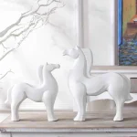 Nordic Home Office Decoration Ceramic Horse Crafts Desk Decoration Animal Figurine Gift Craft Supplies White Porcelain Bonsai 4