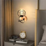 Industrial Retro Wood LED Wall Lamps Iron Cage Vintage e27 Wall Light Fixture Bedroom Bedside Stair Aisle Corridor Porch Sconce 3