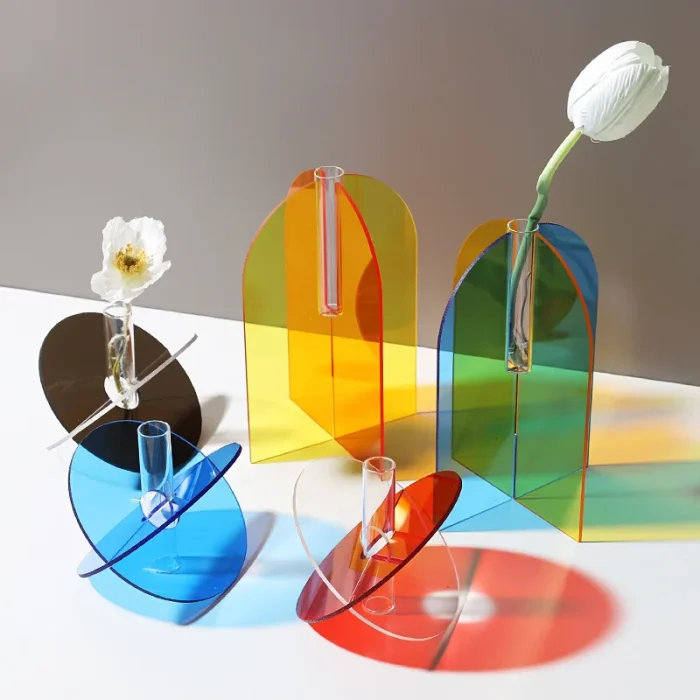 Nordic Colorful Acrylic Vase Ins Wind Decoration Art Simple Living Room Soft Decoration Flower Arrangement Water Accompany 1