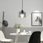 Modern LED Pendant Light Iron Gold Black Minimalist Metal Cage Pendant Lamp Living Room Restaurant Shop Bar Fixture Decoration 3
