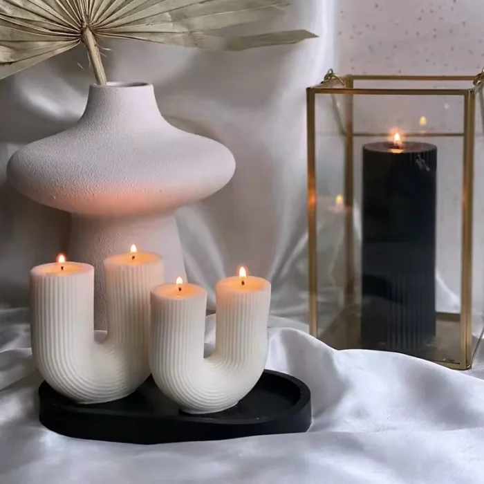 Wholesale Home decorative candle U-Shaped geometric scented candles Ins popular rainbow bridge room decor aroma candles decor 1