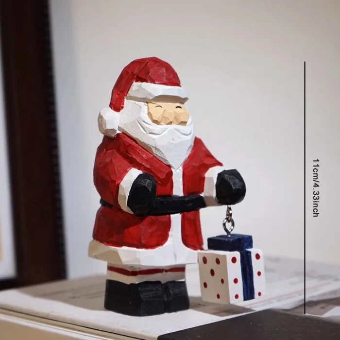 Nordic Santa Claus Handmade Wood Carving Small Ornaments Living Room Wine Cabinet Tabletop Figure Statue Crafts Christmas Gifts 6