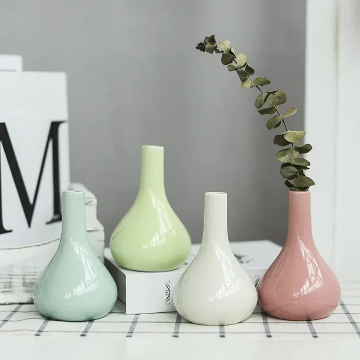 Candy Color Mini Ceramic Vase Living Room Desktop Green Plants Hydroponic Home Decoration Can Be Used As Aromatherapy Bottle 1