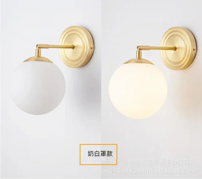 Copper Glass Ball Wall Light Bathroom LED Mirror Headlight Bedroom Bedside Dining Room Interior Decoration Wall Lamp 4
