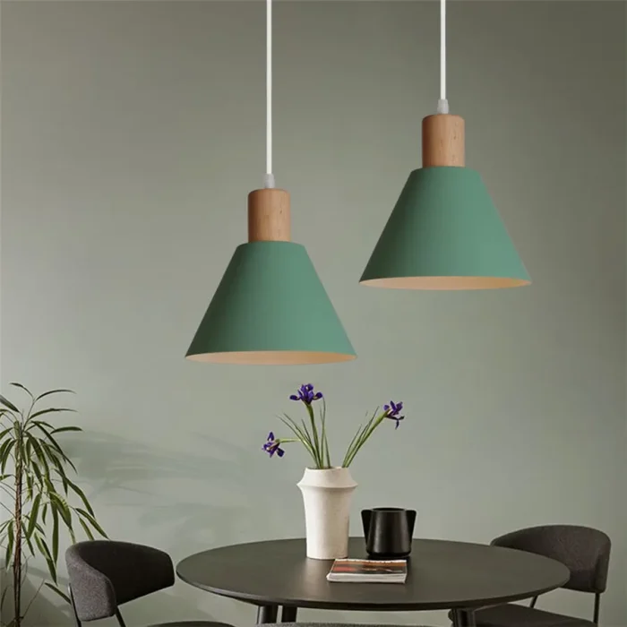 Creative Modern Pendant Hanging Lamp Wood Metal Suspension Pendant Light for Kitchen Dining Room Bar Drop Lights Lampshade 3
