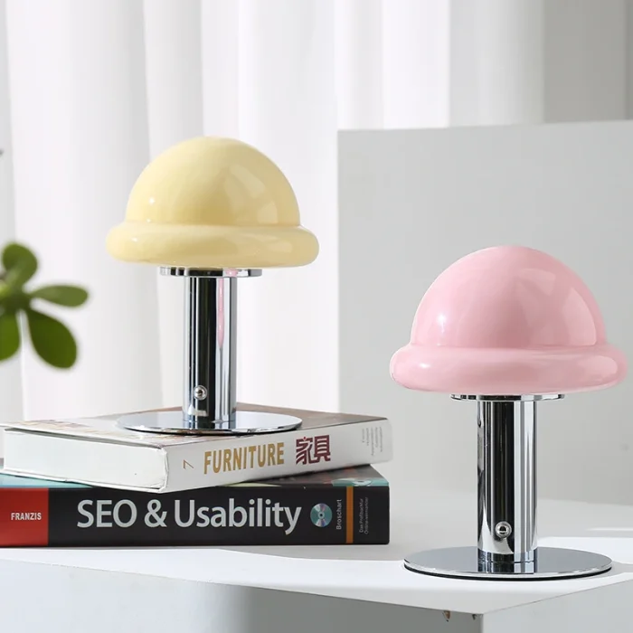 Mushroom Table Lamp Rechargeable Glass Bedroom Bedside Ornaments Creative Atmosphere Lamp Interior Decoration Small Table Lamp 2