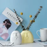 Nordic INS simple creative ceramic vase dry flower art face florist living room home decoration display vases 3