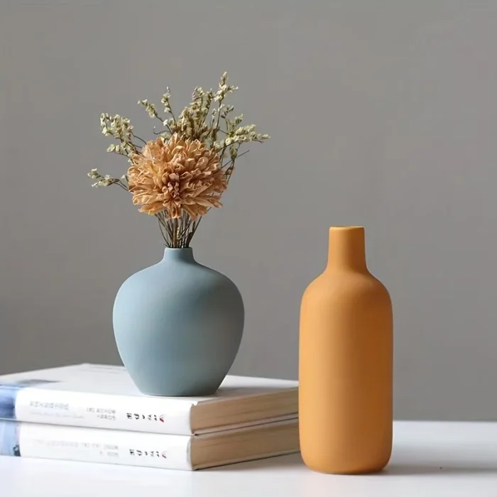 4pcs Ceramic Vases Farmhouse Table Decor, Small Flower Vase Set for Coffee Table Shelf Dining Room Modern Boho Home Decor 6