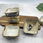 4pcs Square Ceramic Sushi Dishes Set Japanese Soy Sauce Dish Seasoning Saucers Mini Plates Salad Sauce Gravy Boat Tableware 1