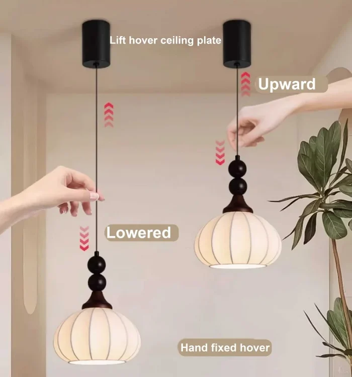 Retro Bedroom Bedside Chandelier Liftable Restaurant Bar Silk Lampshade Atmosphere Light Interior Decoration Light 5