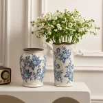Nordic Blue and White Porcelain Ceramic Vase Ornaments Living Room Dining Table Flower Arrangement Container Weeding Decoration 3