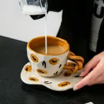 Creative Ceramic Coffee Cup and Dish Set Mug Living Room Kitchen Bar Breakfast Couple Office Tea Cup Crafts Home Decoration 3