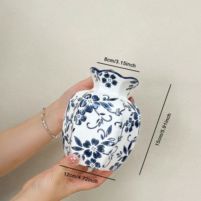 Nordic Blue and White Porcelain Vase Ornaments Living Room Bedroom Hotel Tabletop Flower Arrangement Art Vase Wedding Decoration 6