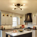 Semi-Flush 3/4 Lights Industrial Ceiling Lamp Metal Branch Vintage  Lighting Fixture for Kitchen Living Room Dining Room Bedroom 3