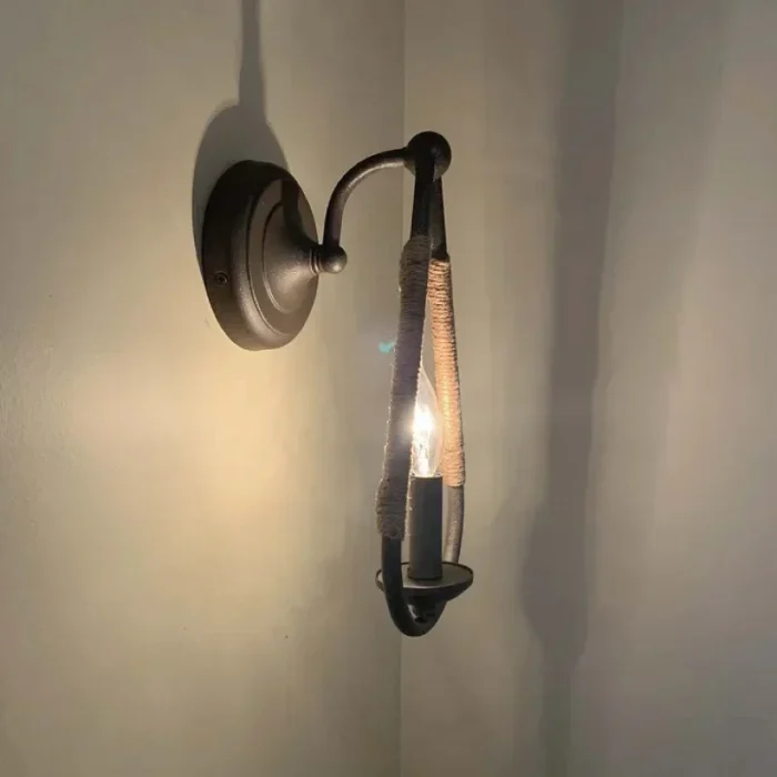 Retro American Hemp Rope Single-head Wall Lamp Antique Bedroom Bedside Lamp Living Room Background Corridor Wall Lamp 3