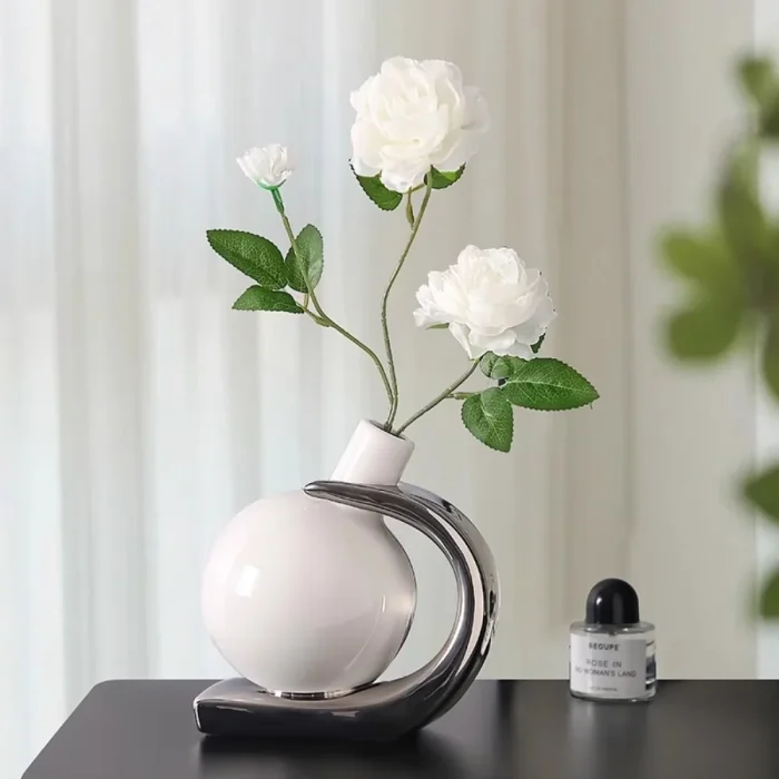 Nordic Geometric Ceramic Vase Ornaments Living Room Wine Cabinet TV Cabinet Desktop Art Dry Flower Vase Wedding Vase Decoration 4