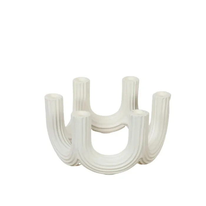 Nordic Striped Ceramic Candle Holder Ornaments Living Room Bedroom Dining Table Candle Holder Christmas Atmosphere Decoration 5
