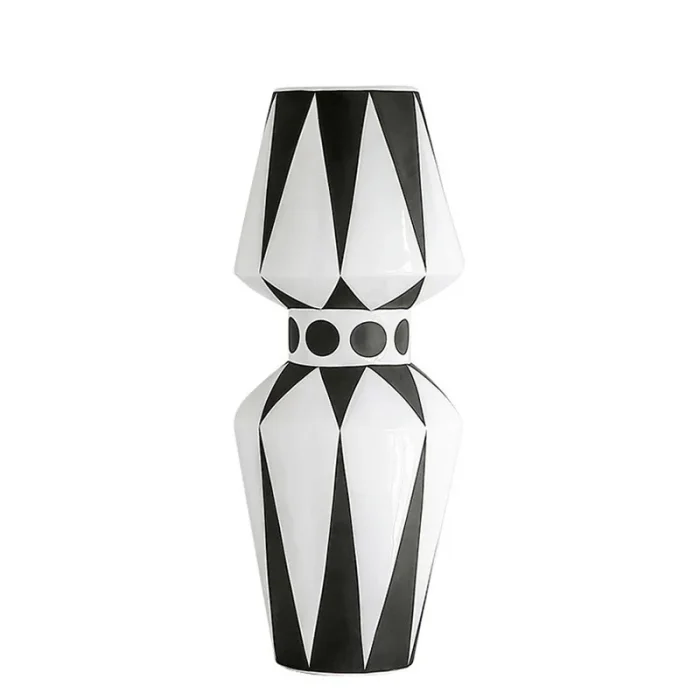 Nordic design creative black and white ceramic vase abstract flower arrangement flower retro desktop home craft decoration 5