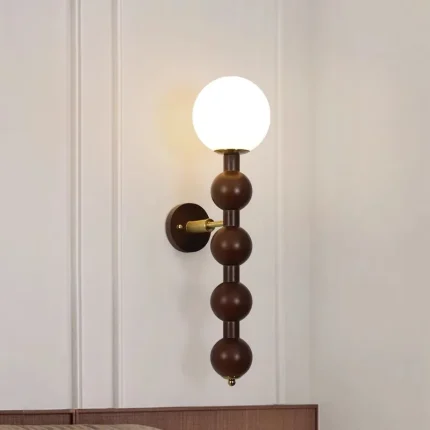 French Wall Lamp Retro Walnut Living Room Bedroom Room Wall Lamp American Solid Wood Bedside Decorative Lamps 1
