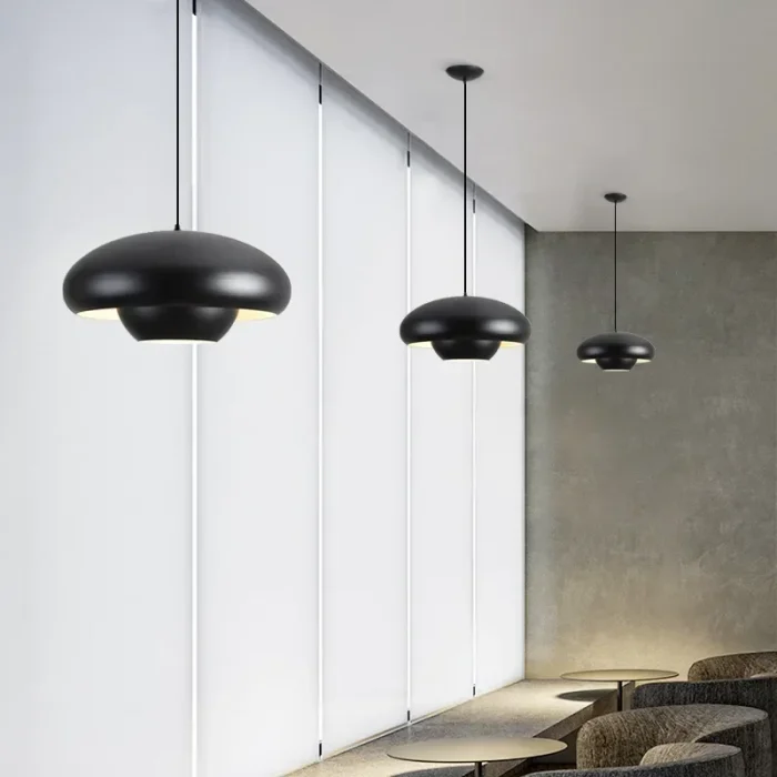 Nordic LED Pendant Lamp Simple Black and White Mushroom Lights Bedroom Dining Living Room Study Bar Indoor Home Hanging Fixtures 6