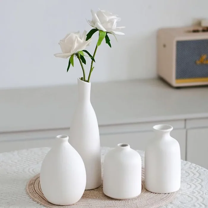 Ceramic Vase Set of 4, Classic Matte Vases Home Decorations for Table Shelf Office Decor 1