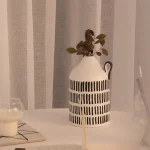 Original hand-painted vase black and white handmade retro art round belly line home accessories homestay decoration furnishings 4