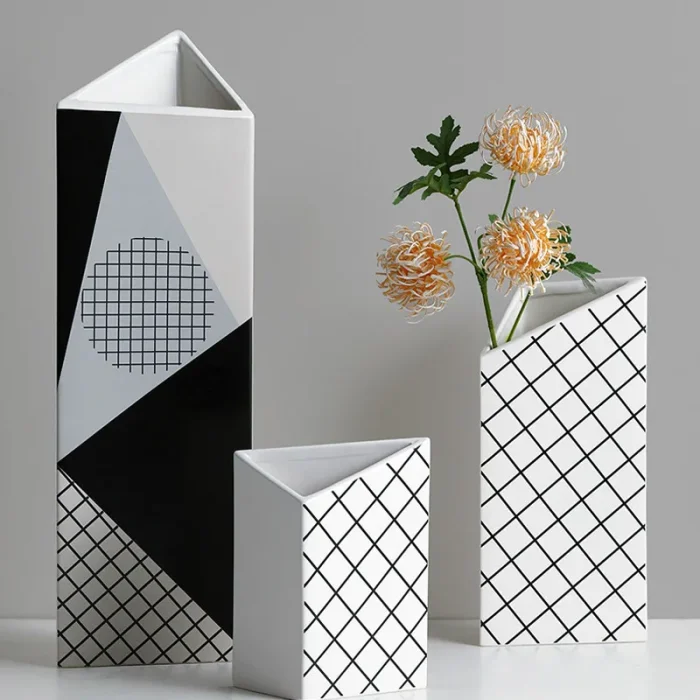 Nordic ins ceramic geometric vase creative room living room desktop dried flower flower arrangement home decoration accessories 6
