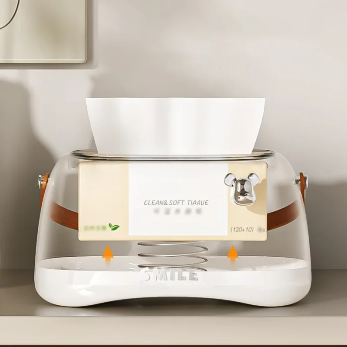 Cream Colored Trendy And Violent Bear Home Living Room With Handle Spring, Light Luxury, High-End Creative Desktop Tissue Box 4