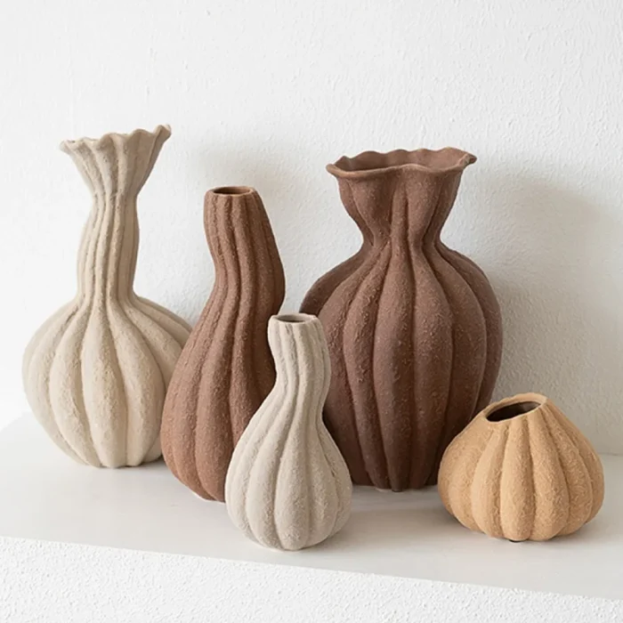 Nordic Geometric Ceramic Vase Ornaments Living Room Porch Dining Table Flower Arrangement Art Vase Wedding Background Decoration 4
