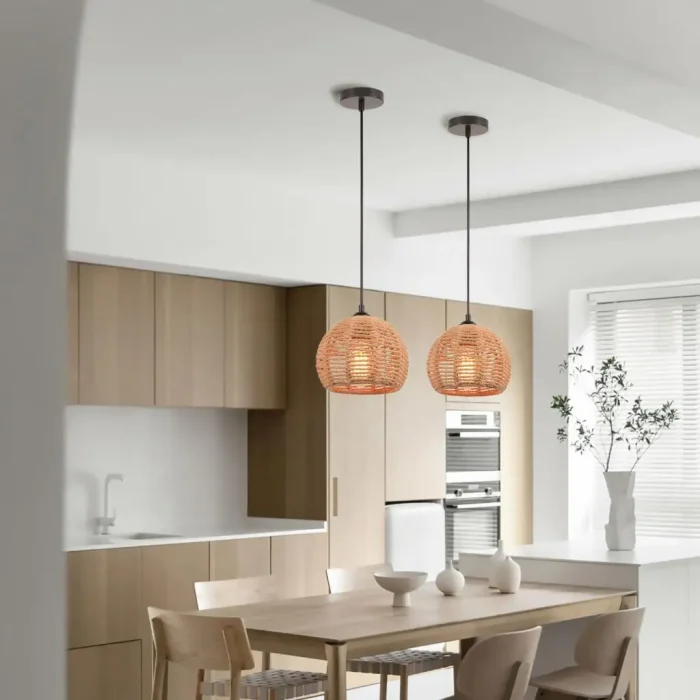 Rattan Hanging Lamp Vintage Pendant Light Fixtures Retro Hanglamp Dining Living Room Home Decor Restaurant Suspension Luminaire 3