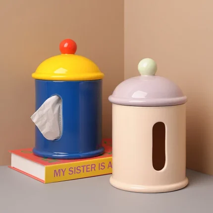 Creative Geometric Ceramic Tissue Box Ornaments Living Room Bathroom Draw Paper Box Tissue Box Cover Home Decoration Accessories 1