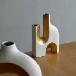 Creative electroplating golden shaped ceramic vase simple and modern interior decoration home decoration accessories crafts 4
