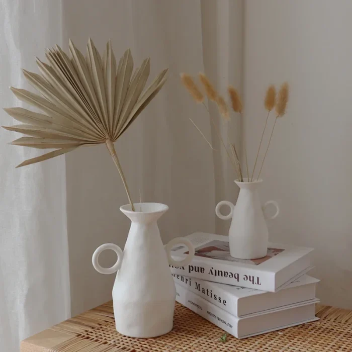 Nordic White Vegetarian Art Ceramic Vases Ornaments Living Room Desktop Flower Arrangement Container Home Decoration Accessorie 2